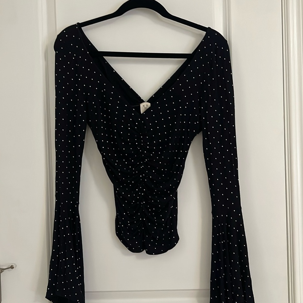 Free people polkadot long sleeve top
